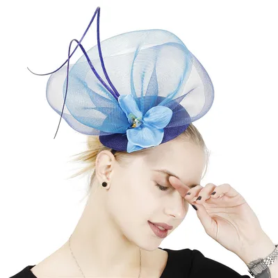 Cocktail Party Elegant Feather Hat Sweet Wind Princess Palace Banquet Hair Accessories Noble Headwear Blue - Shop at LoveMi