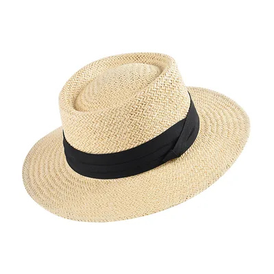 European And American Flat Top Hat Beach Sunscreen Hat Beige And Black - Shop at LoveMi