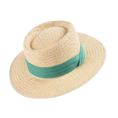 European And American Flat Top Hat Beach Sunscreen Hat Beige And Green - Shop at LoveMi