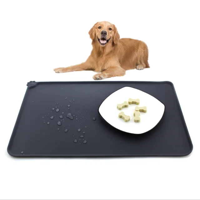 Waterproof Pet Mat For Dogs And Cats Pure Color Silicone Pet Food Mat Black - Shop at LoveMi