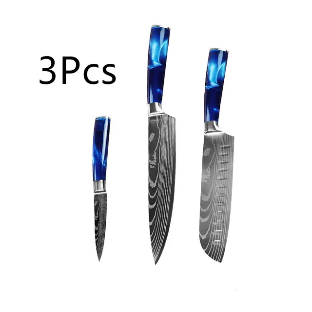 Kitchen Multi purpose Resin Handle Knife Set Blue - Shop at LoveMi