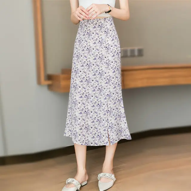 Women's Narrow Dress Color Chiffon Skirt Purple - Shop at LoveMi