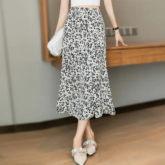 Women's Narrow Dress Color Chiffon Skirt White - Shop at LoveMi