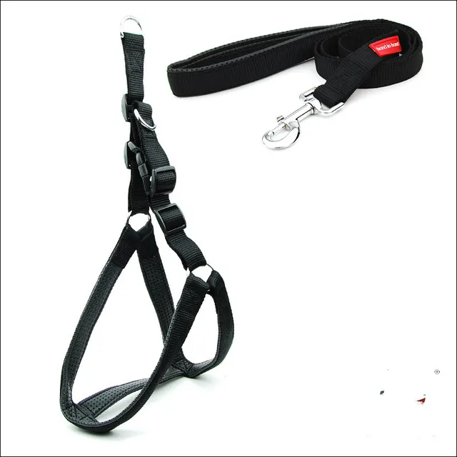 Dog Padded Harness Leash Reflective Nylon Harness Leash Black - Shop at LoveMi