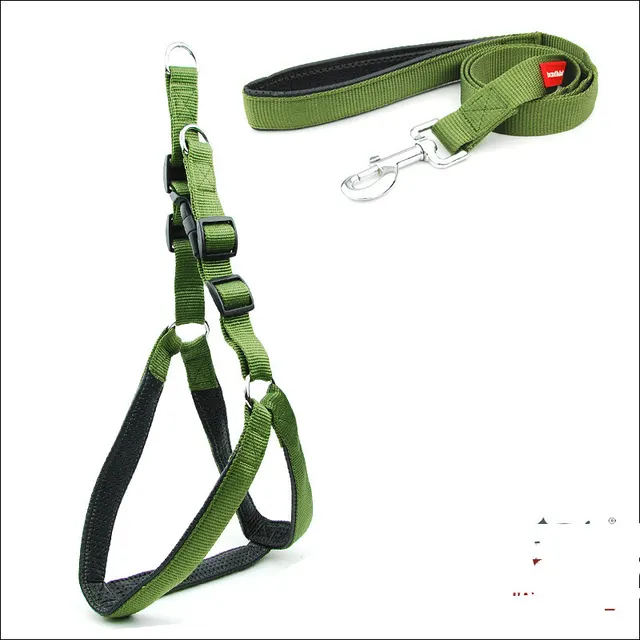 Dog Padded Harness Leash Reflective Nylon Harness Leash Green - Shop at LoveMi