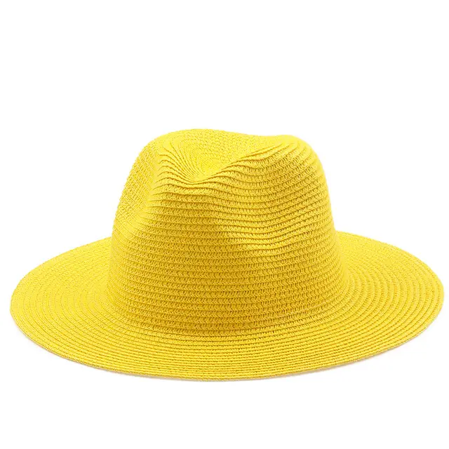 Large Brimmed Straw Hat Men'S And Women'S Beach Jazz Hats 23Yellow - Shop at LoveMi