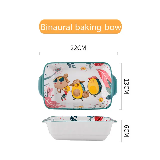 Tableware Set Rainforest Dish Combination Simple Ceramic Bowl Binaural Baking Bowl - Shop at LoveMi