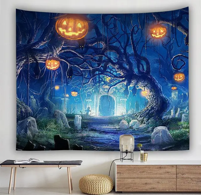 Jack O Lantern Graveyard Tapestry 200X150Cm - Shop at LoveMi