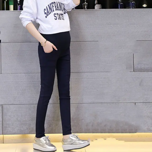 Maternity Pants Spring And Autumn Outer Wear Trousers Navy Blue - Shop at LoveMi