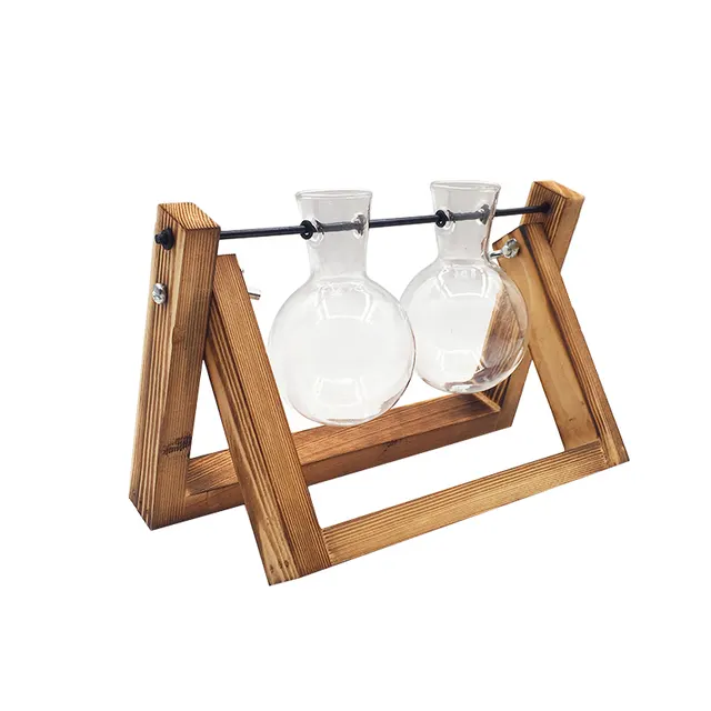 Swing Wooden Stand Hydroponic Plant Container Glass Vase Type B - Shop at LoveMi