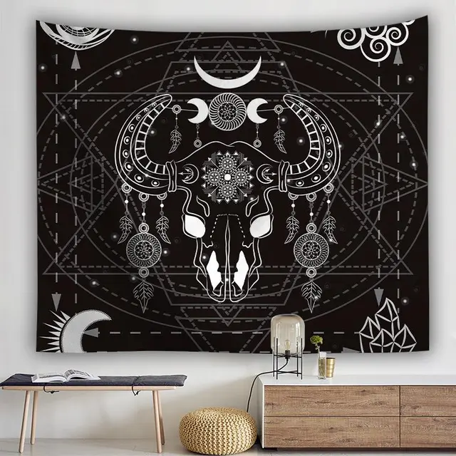 Dreamcatcher Bull Skull Tapestry Photo Color - Shop at LoveMi
