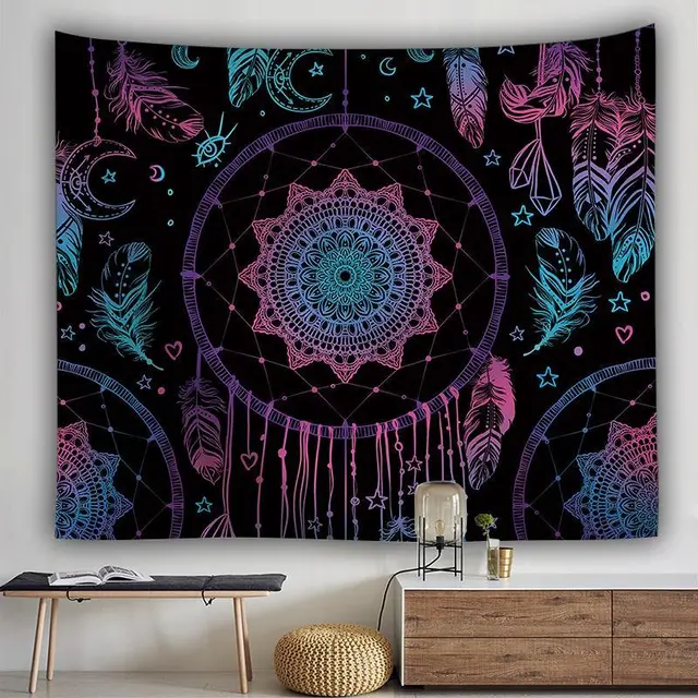 Blue Dreamcatcher Mandala Tapestry 95X70Cm - Shop at LoveMi