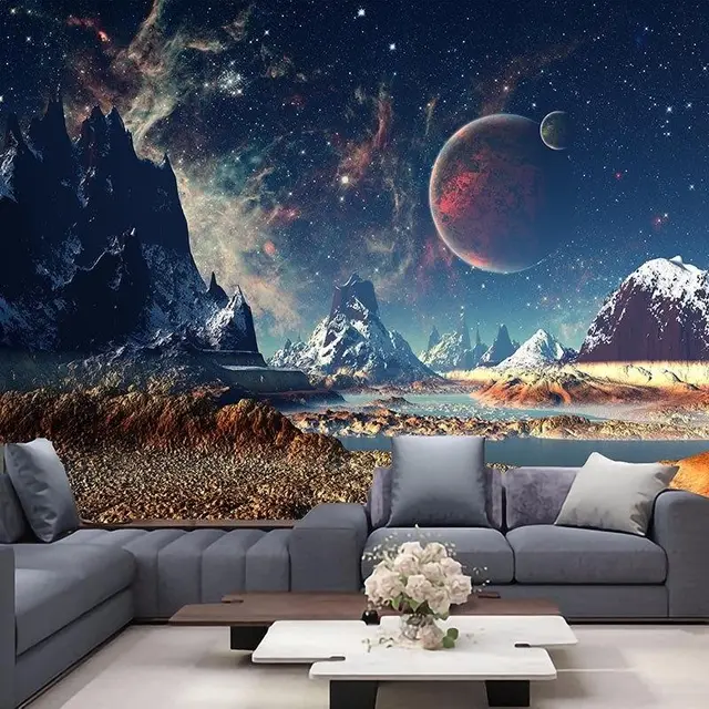 Printed Imaginary Planet Tapestry Multifunctional Tapestry Sitting Carpet Wall Hanging As Shown - Shop at LoveMi