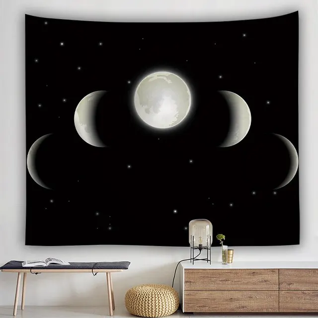 Printed Moon Cycle Tapestry Multifunctional Tapestry Sitting Blanket Wall Hanging As Shown - Shop at LoveMi