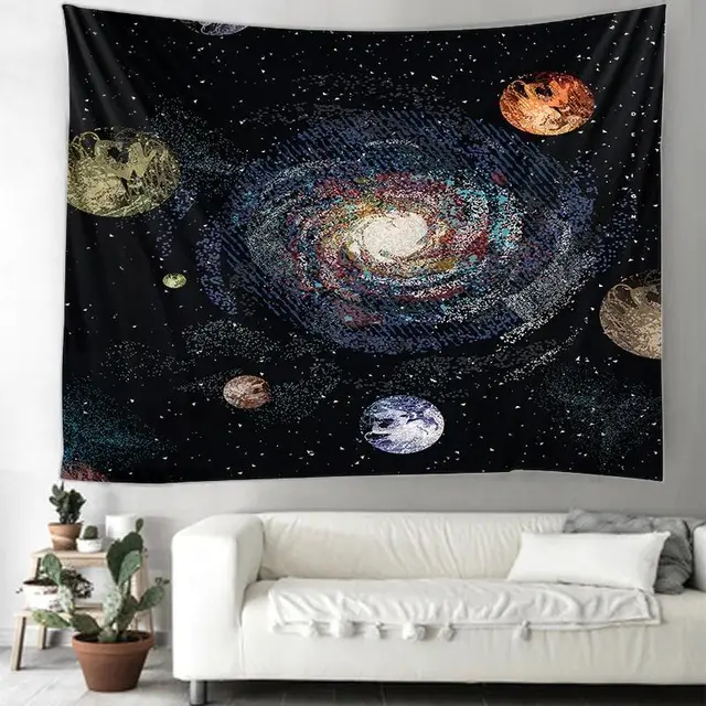 Printed Solar System Tapestry Multifunctional Tapestry Sitting Blanket Wall Hanging As Shown - Shop at LoveMi