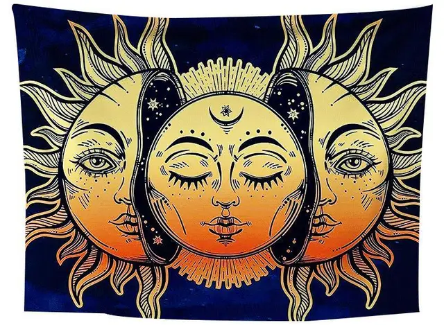 Printed Sun And Moon Tapestry Multifunctional Tapestry Sitting Blanket Wall Hanging As Shown - Shop at LoveMi
