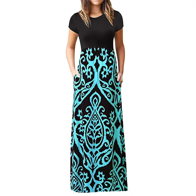 Short Sleeve Print Dress Long Skirt - Shop at LoveMi