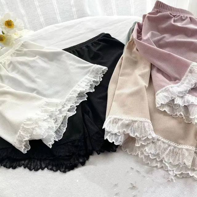 Summer New Style Outer Wear Loose Ladies Ice Silk Lace Safety Pants Women Black - Shop at LoveMi