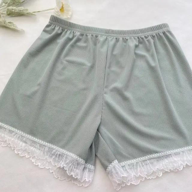 Summer New Style Outer Wear Loose Ladies Ice Silk Lace Safety Pants Women Light Green - Shop at LoveMi