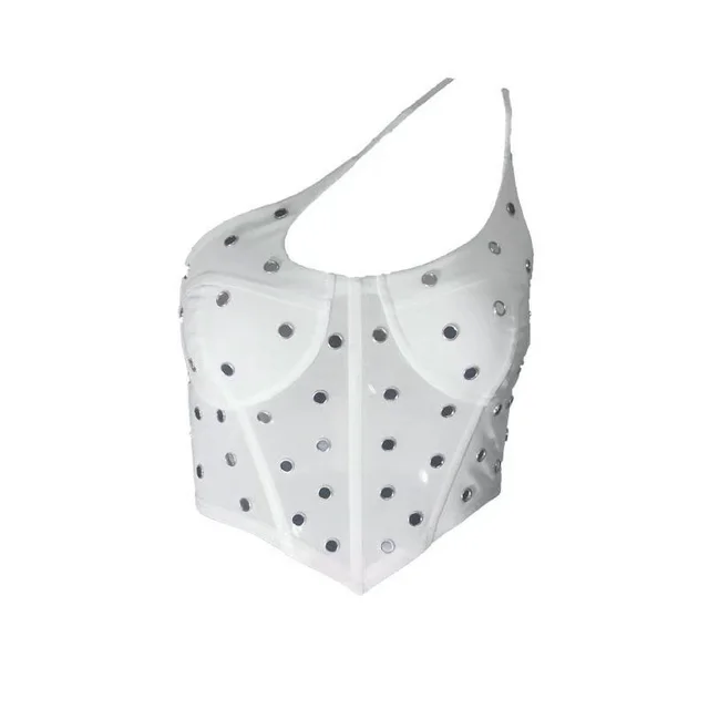 Straptype Bottoming On Neck Sexy Corset Camisole White - Shop at LoveMi