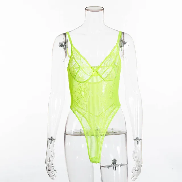 Sexy Lingerie Lace Stitching Mesh Bodysuit Yellow - Shop at LoveMi