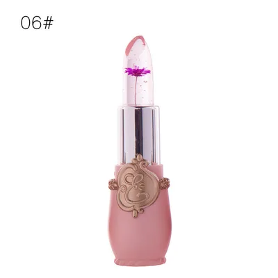 Transparent Jelly Flower Dried Flower Temperature Change Lip Gloss Lipstick Purple - Shop at LoveMi