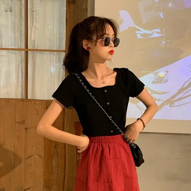 Retro Short Coat Design Sense Niche Revealing Clavicle Black C - Shop at LoveMi