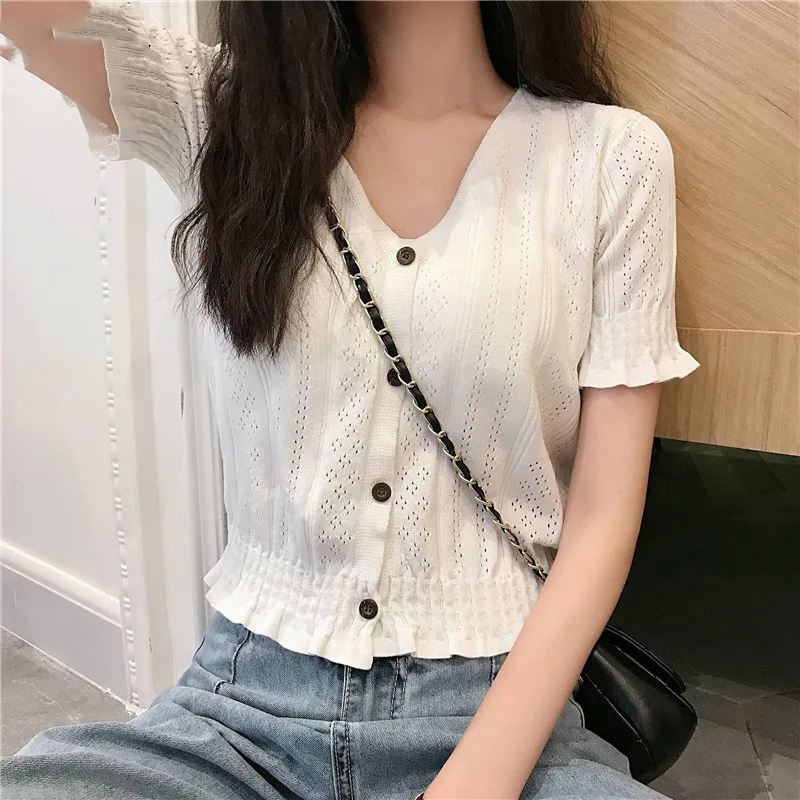 Retro Short Coat Design Sense Niche Revealing Clavicle - White