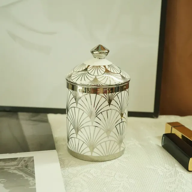 Geometric New Gold And Silver Black Ceramic Storage Jar Cup - Shop at LoveMi