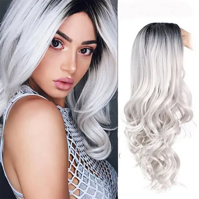 Fashion mid length curly hair dyed wig Pure White - Shop at LoveMi