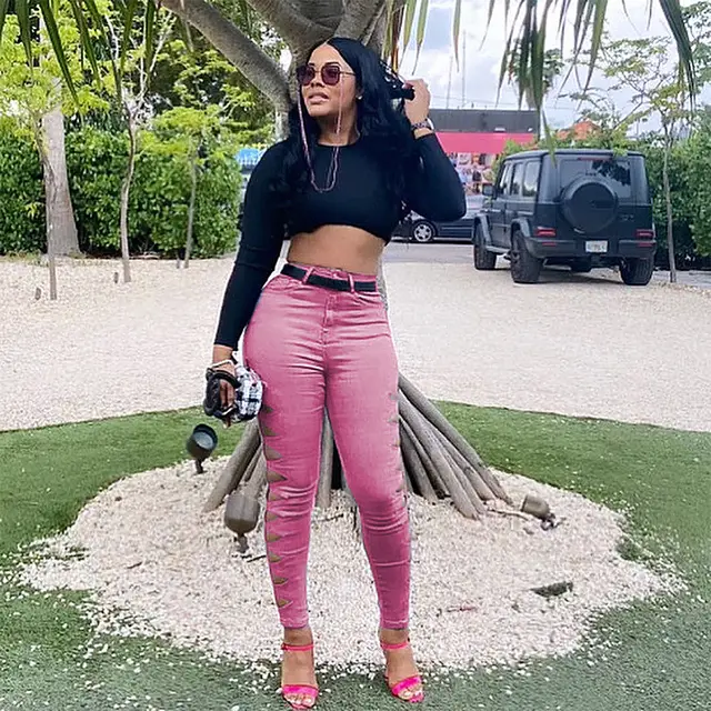 Fashion Casual Solid Color Ripped Jeans Pink - Shop at LoveMi