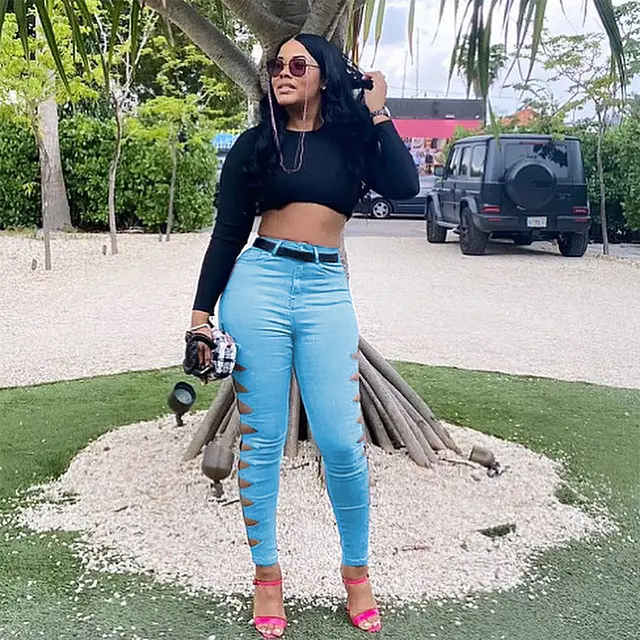 Fashion Casual Solid Color Ripped Jeans Sky Blue - Shop at LoveMi