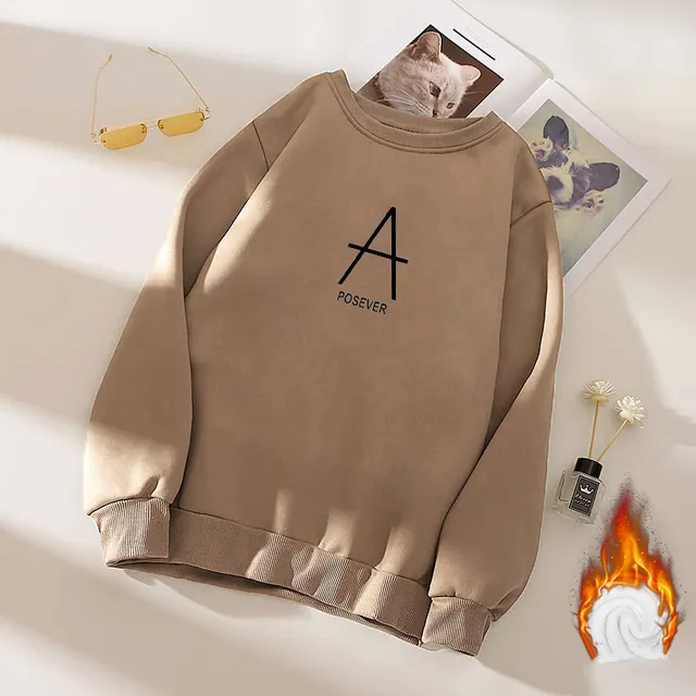 Plush Bottom Coat Female Autumn And Winter Plus Size Mm Thin Top Loose Long Sleeve T shirt Student Thickened Warm Sweater Khaki - Shop at LoveMi