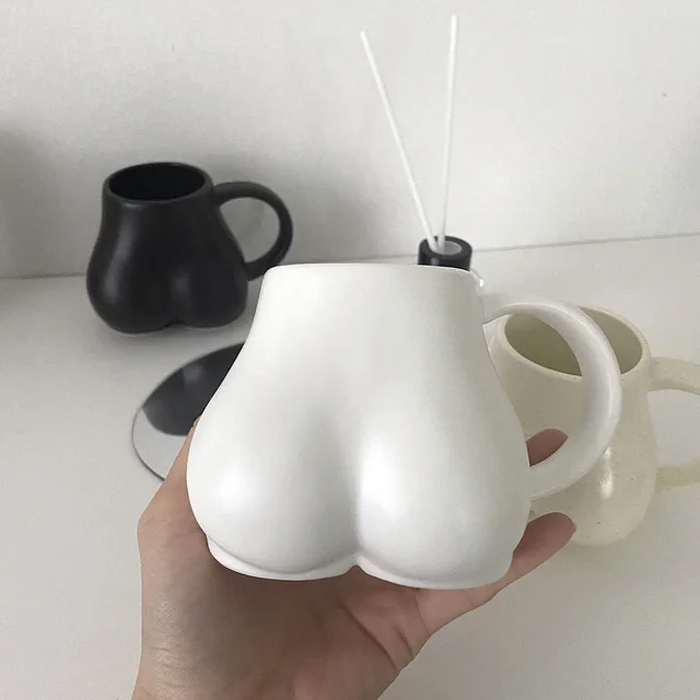 Ass Cup Creative Coffee Cup Ceramic Mug White - Shop at LoveMi