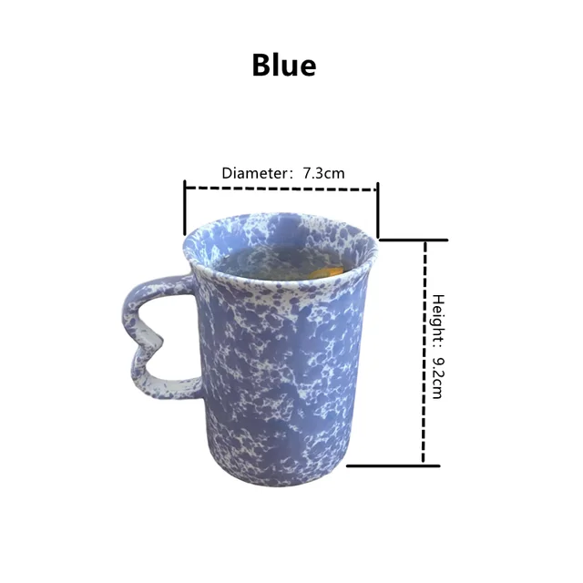 Splash Ink Retro Niche Design Special Shaped Ceramic Mug Blue - Shop at LoveMi