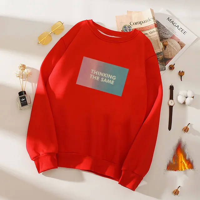 Women''s spring and autumn wear extra thick base shirt loose LARGE T SHIRT long sleeve student warm top fashion Red Plus Velvet - Shop at LoveMi