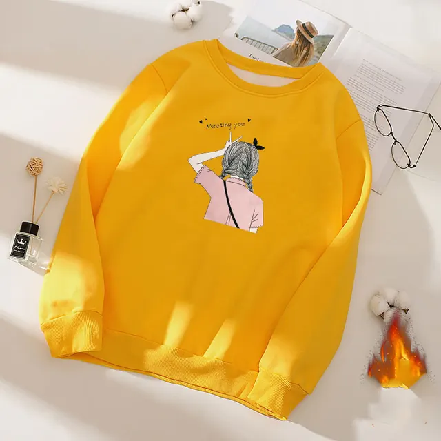 Oversized Bottoming Shirt Warm And Padded Top Yellow Plus Velvet - Shop at LoveMi