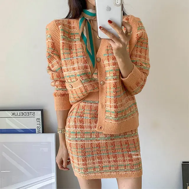 Autumn Winter Women Set Sweater Fashion Loose Orange - Shop at LoveMi