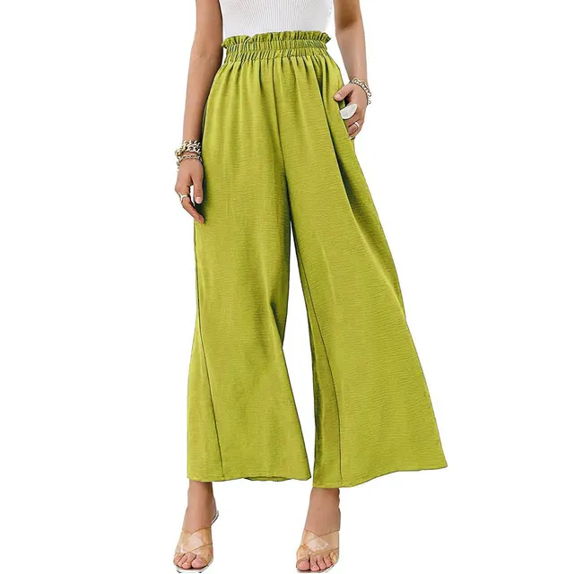 Spring And Autumn Wide Leg Pants Cotton Loose Slim Fit Fluorescent Green - Shop at LoveMi