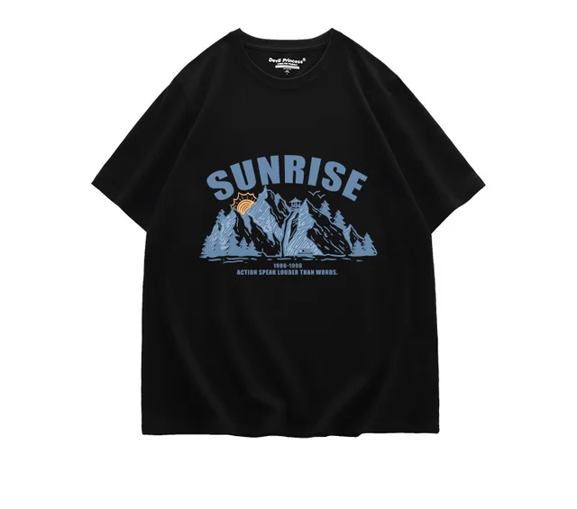 Oversize Large Size Pure Cotton Short Sleeved T Shirt Women Loose Ins Tide Harajuku Style Half sleeved Chic Retro Flavor Top Black - Shop at LoveMi