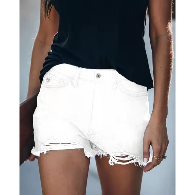 Ripped Fringed Sexy Jeans Shorts White - Shop at LoveMi