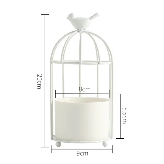Light Luxury Iron Art Succulent Flower Pot Gilded Bird Cage Iron Frame Vase White - Shop at LoveMi
