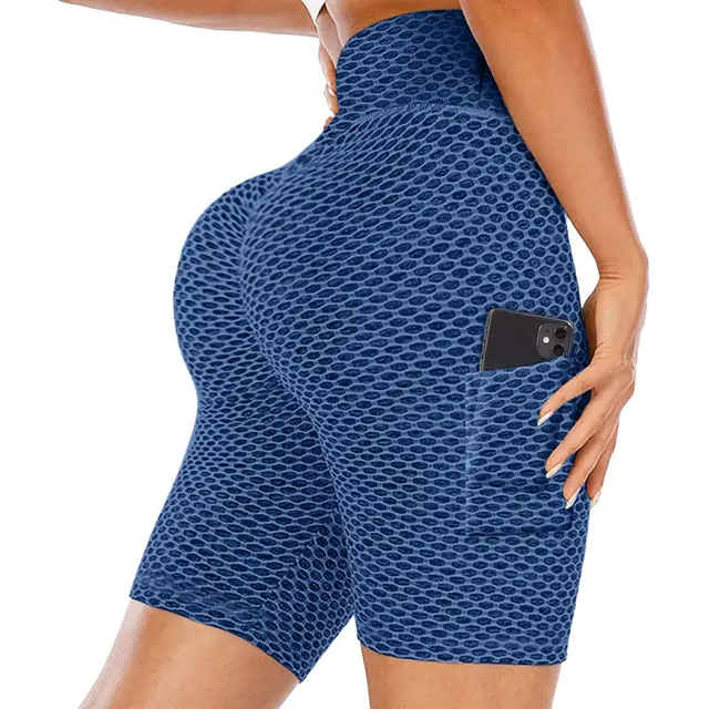Knitted Peach Hip Jacquard Leggings Sports Fitness Pants Blue - Shop at LoveMi