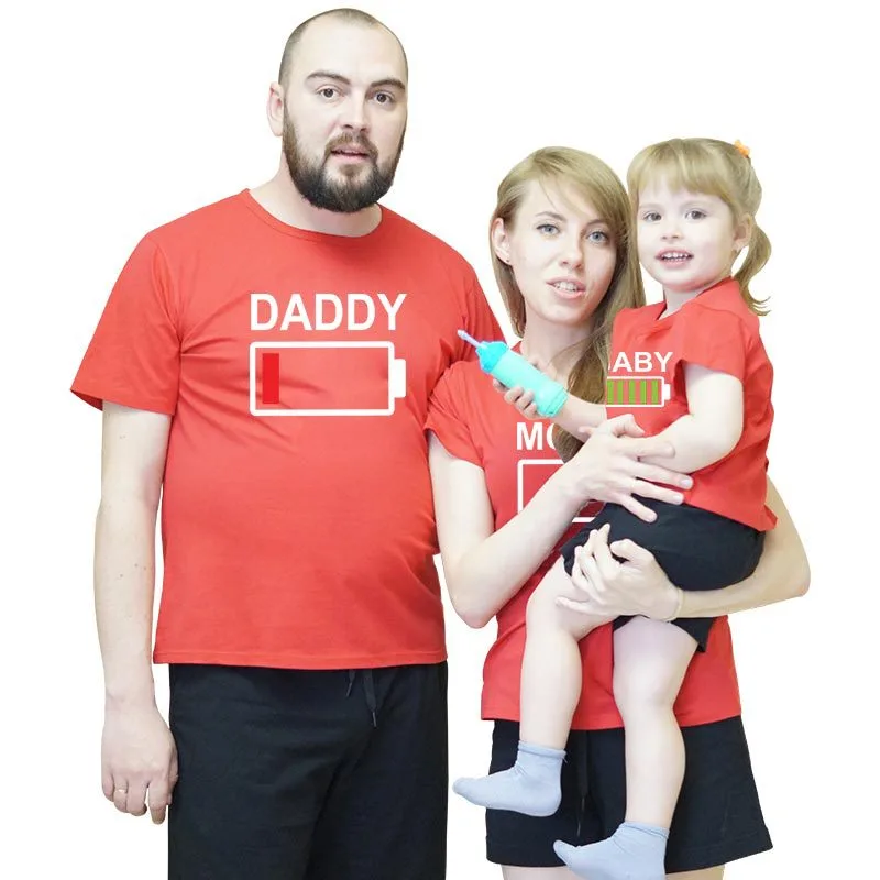 Fast selling parent-child short sleeve T-shirt - Red