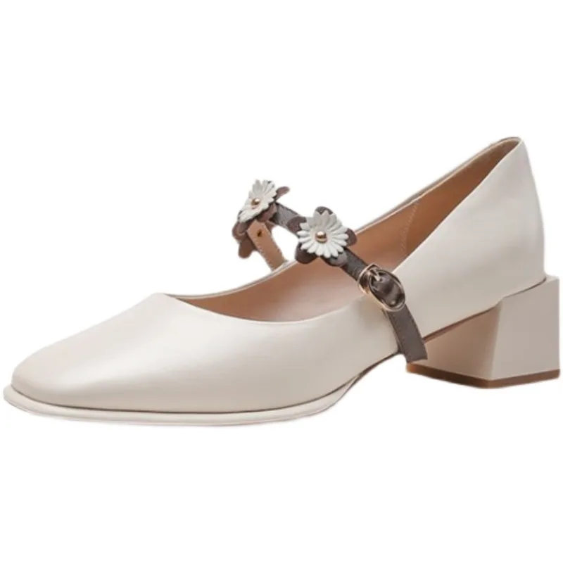 Mid heel Mary Jane Shoes White - Shop at LoveMi