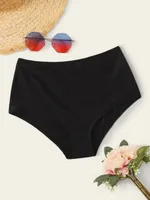 New Swimsuit Solid Colour High Waist Pants Bikini Split Swimsuit Multicolour - Black