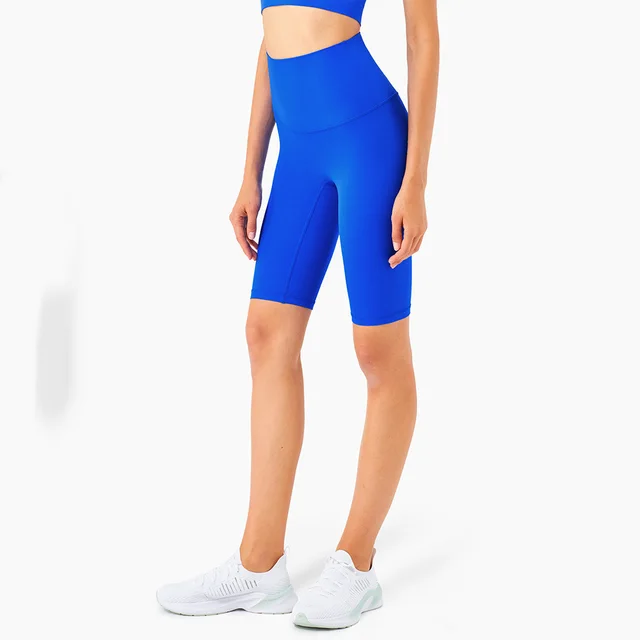 No Embarrassment Line Five point High waisted Peach Hip Leggings Blue - Shop at LoveMi