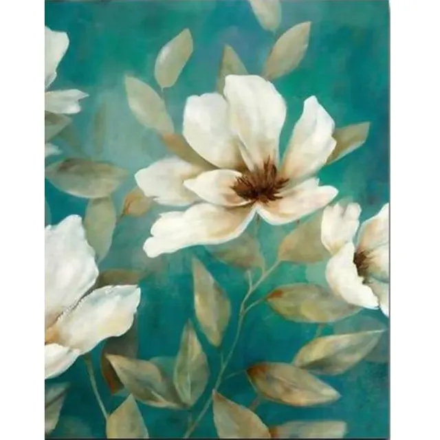 Digital Oil Painting Diy Three Flowers Green - Shop at LoveMi