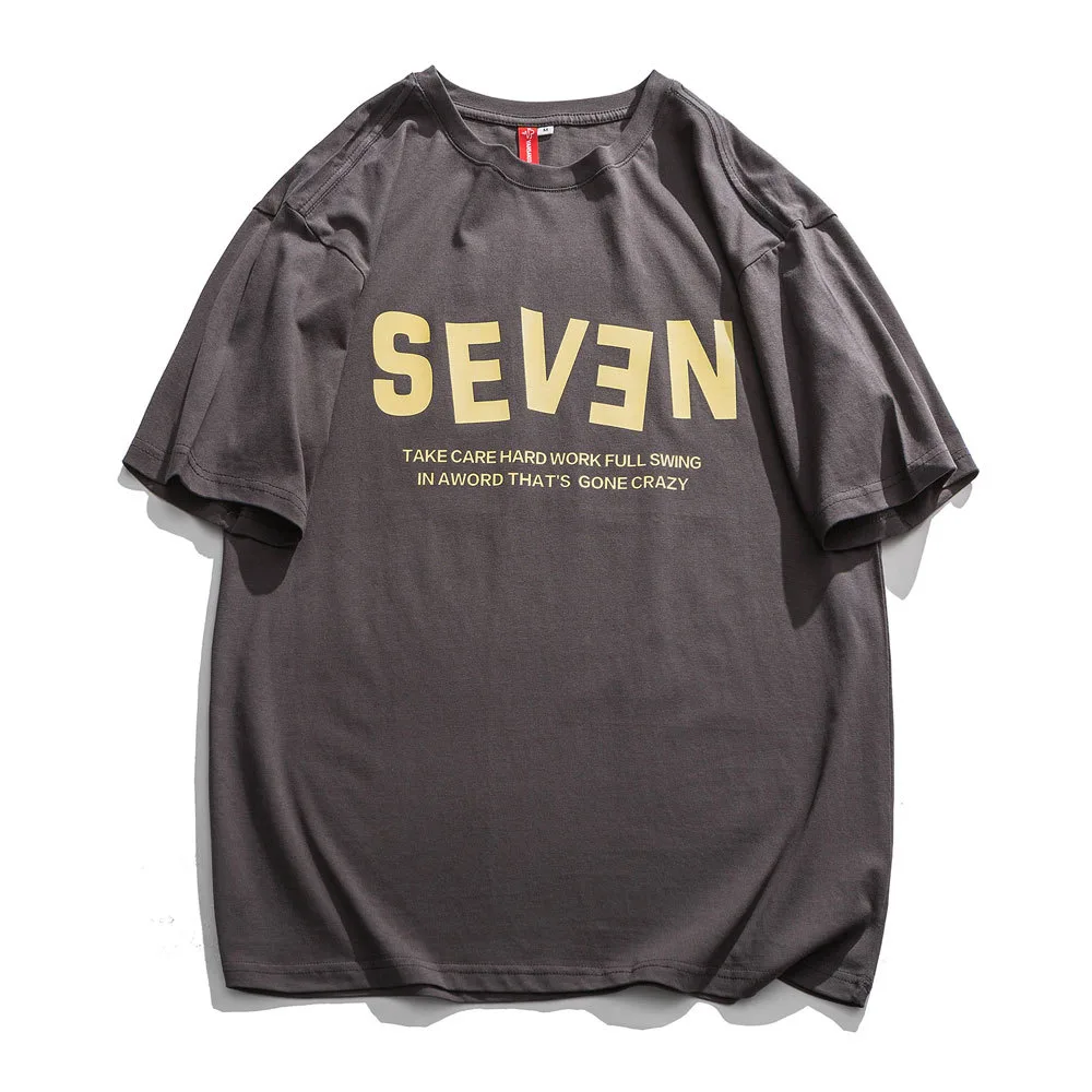 Men's Printed Short sleeved Printed T shirt Tide Brand Men's Clothing Grey - Shop at LoveMi