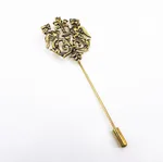 Retro Double Lion Korean Brooch, One Word Brooch, Original Gender Pin Suit Shirt - Ancient Gold